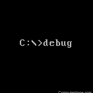 Debug command entered at a command line C: prompt.
