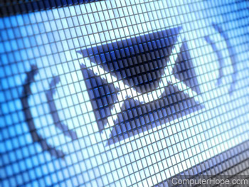 A digital envelope representing an e-mail alert.