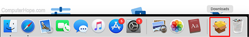 Downloads icon in the Dock.