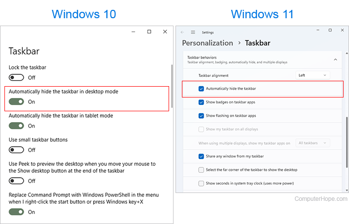 Autohide sections in Windows 10 and 11.