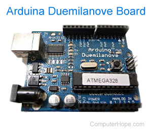 Arduino Duemilanove single-board computer.