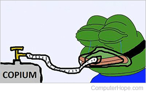 Pepe the frog inhaling copium.