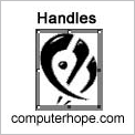 Old Computer Hope logo with handles on the edges and corners.