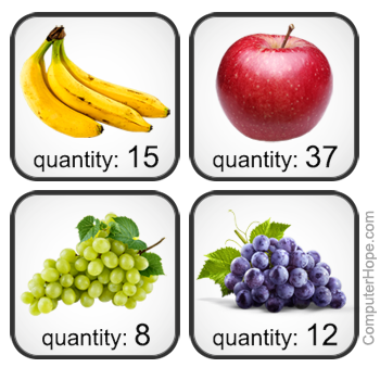 Example inventory of fruit