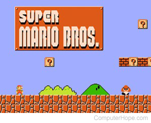 Super Mario Bros, with a side-scrolling POV.