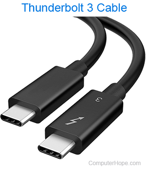 Thunderbolt 3 cable with USB-C connector.