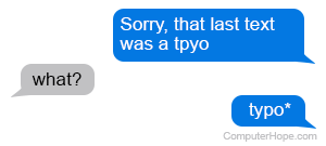 Chat bubbles with an example of a typo.