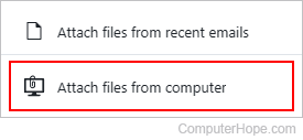 Attaching files from a computer in Aol mail.