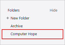 New Folder entry finished in Aol Mail.
