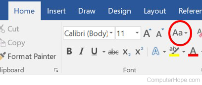 Change Case icon in Microsoft Word