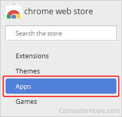 The button to show available apps in the chrome web store.