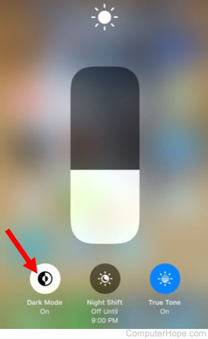 Dark Mode settings in iOS