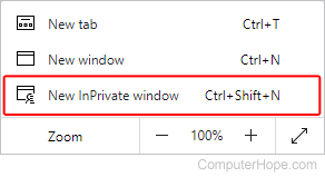 New InPrivate window selector in Edge.