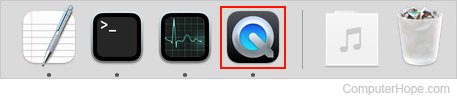 QuickTime icon in the Dock of macOS.