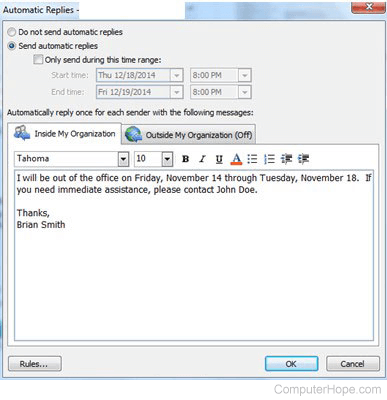 How to Create an Out of Office Reply in Microsoft Outlook
