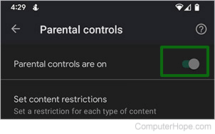 Parental controls turned on