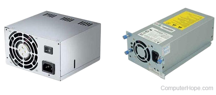Computer power supply aka PS (power supply) and PSU (power supply unit).