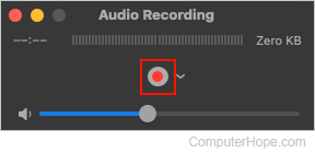 Beginning a recording in QuickTime.