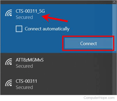 Select SSID and connect to Wi-Fi network