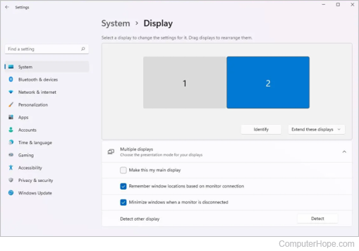 Windows 11 display settings menu