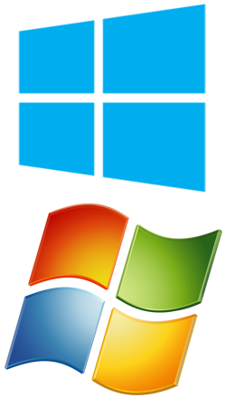 Windows 8 and Windows 7 logos