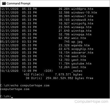 Windows DOS Command Prompt window