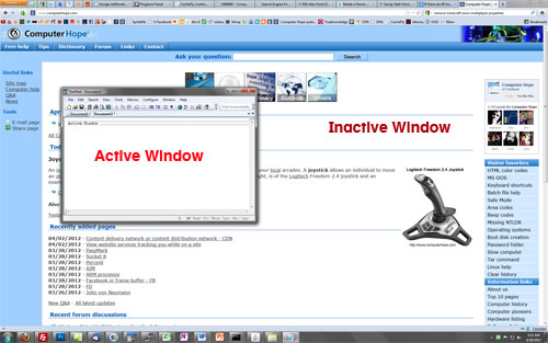 active window becomes inactive windows 10