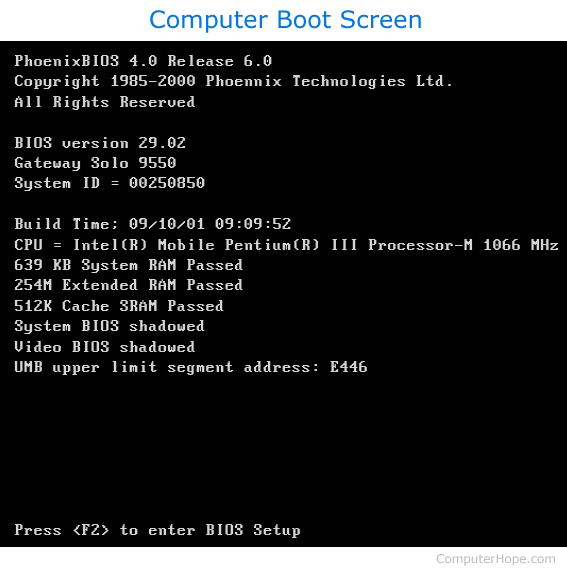 PC boots to BIOS screen