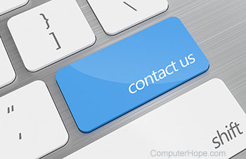 Contact us blue computer keyboard key.