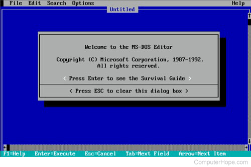 Jendela perintah edit MS-DOS