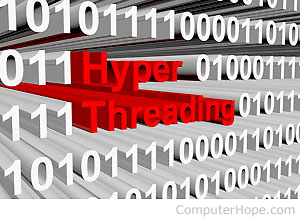 Binary code surrounding the words Hyper-Threading.