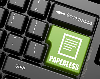 Green paperless digital rendered keyboard key.