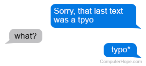Chat bubbles with an example of a typo.